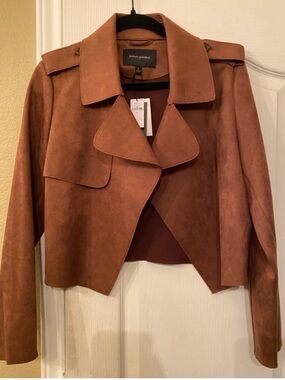 Banana Republic Women’s Cropped Faux-Suede Jacket - Rust Brown